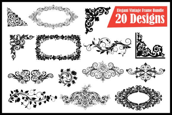 Elegant Vintage Floral Frame Bundle