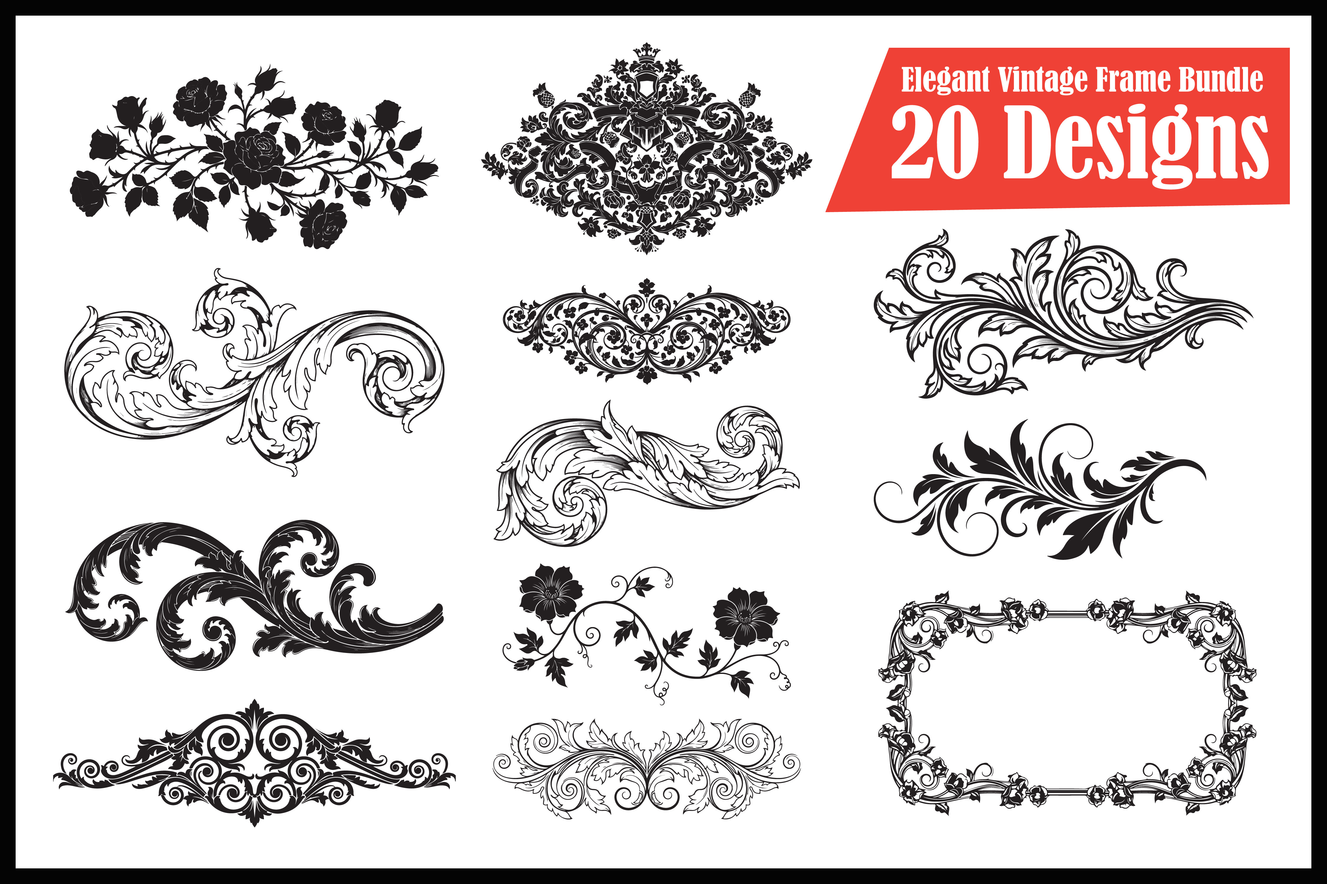 Elegant Vintage Floral Frame Bundle