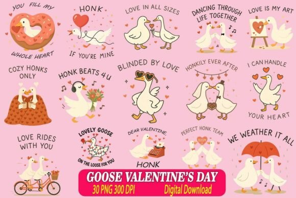 Preview of Funny Goose Valentine's Day Sublimation Bundle Valentine sublimation design