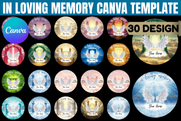 In Loving Memory Pin Button Canva Templa
