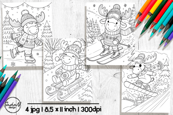 Moose Winter Sports Coloring Pages