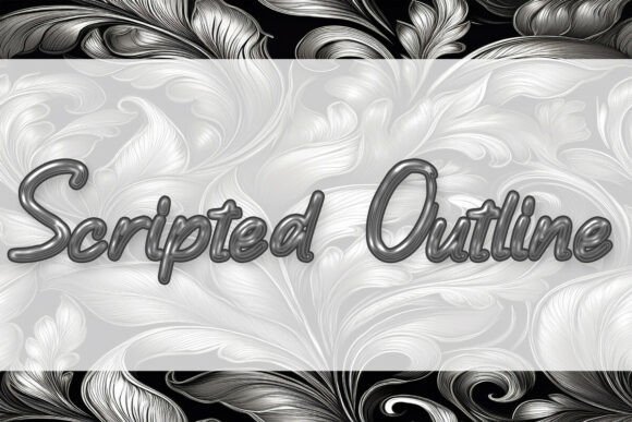 Scripted Outline Font PNG with transparent background - Preview 1