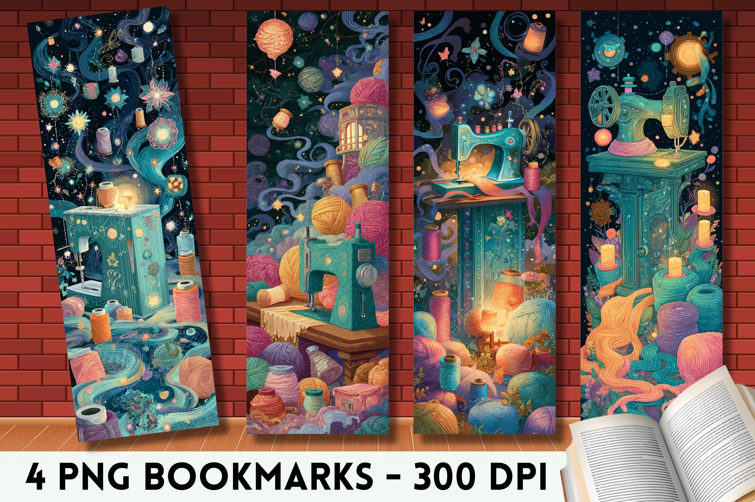 Sewing Machine Cosmic Yarn Bookmark Set