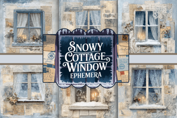 Snowy Cottage Window Ephemera
