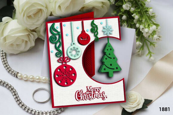 Christmas Greeting Card SVG Layered 1881 Boże Narodzenie Rękodzieło 3D SVG Przez kamrun82