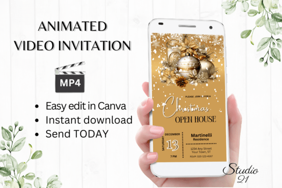 Falling Snow Christmas Holiday Invite