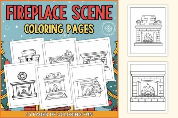 Fireplace Scene Coloring Pages for Kids