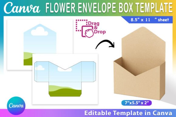 Flower Envelope Box Template Graphic Canva By PixelTemplix