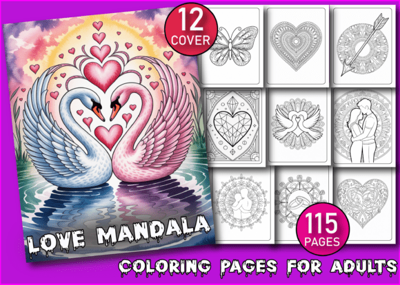 Love Mandala Coloring Pages for Adults