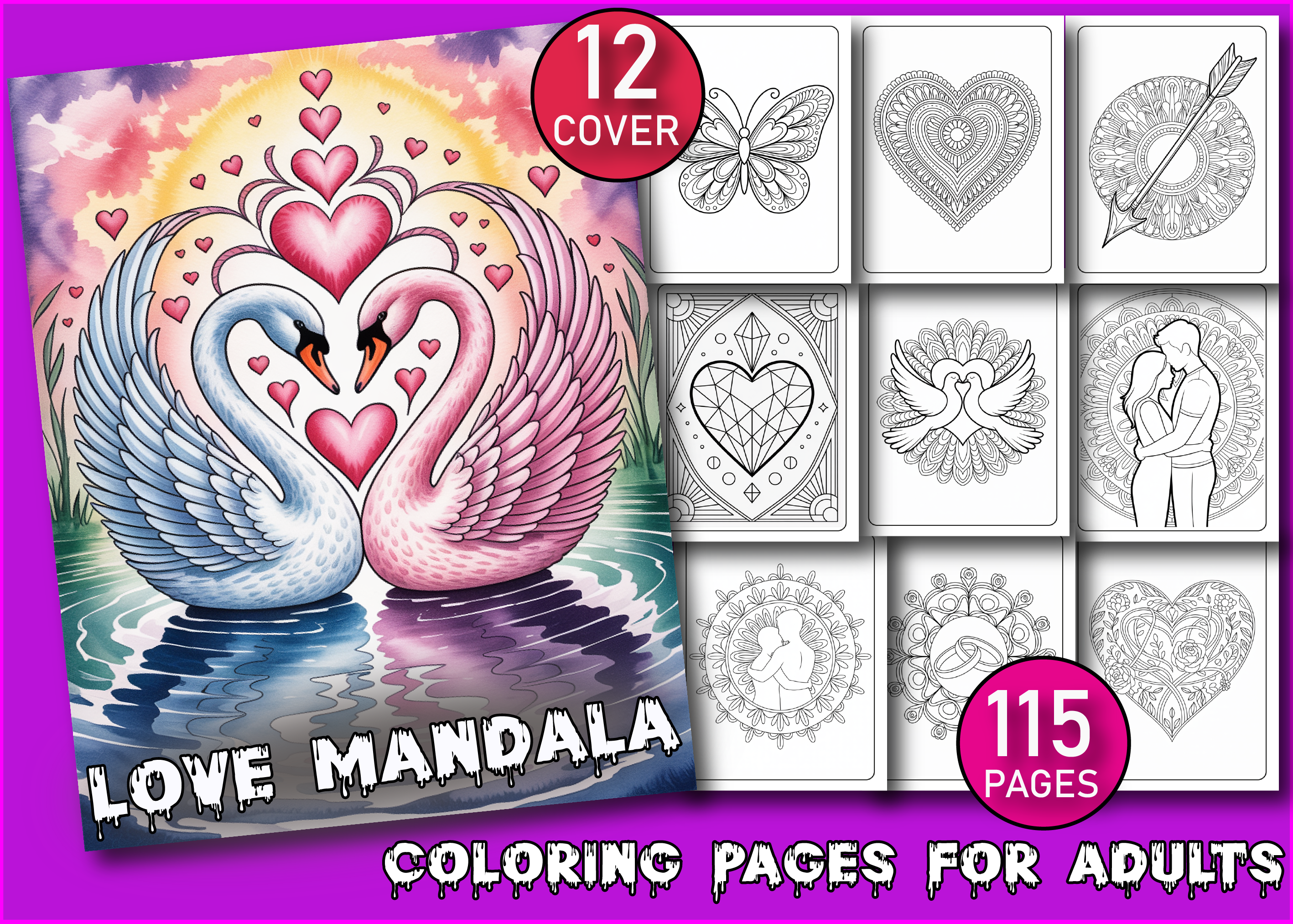 Love Mandala Coloring Pages for Adults