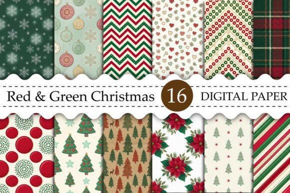 Red & Green Christmas Digital Paper