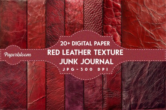 Red Leather Texture Junk Journal Digital