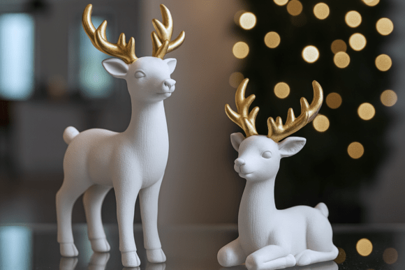 Minimalist Reindeer Figurines Set - 3D Printable STL Files - Image 1