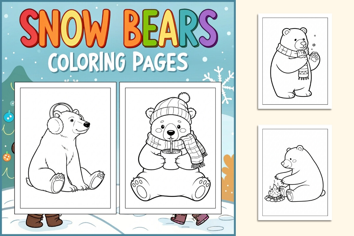 Snow Bears Coloring Pages for Kids