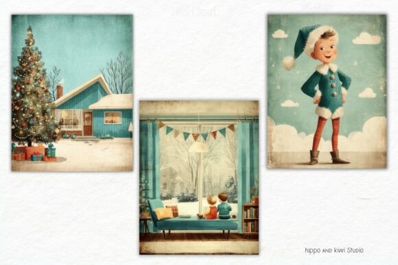Vintage 1950's Christmas Digital Papers