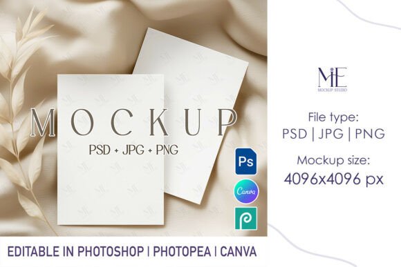 Wedding Double Invitation Mockup 5x7