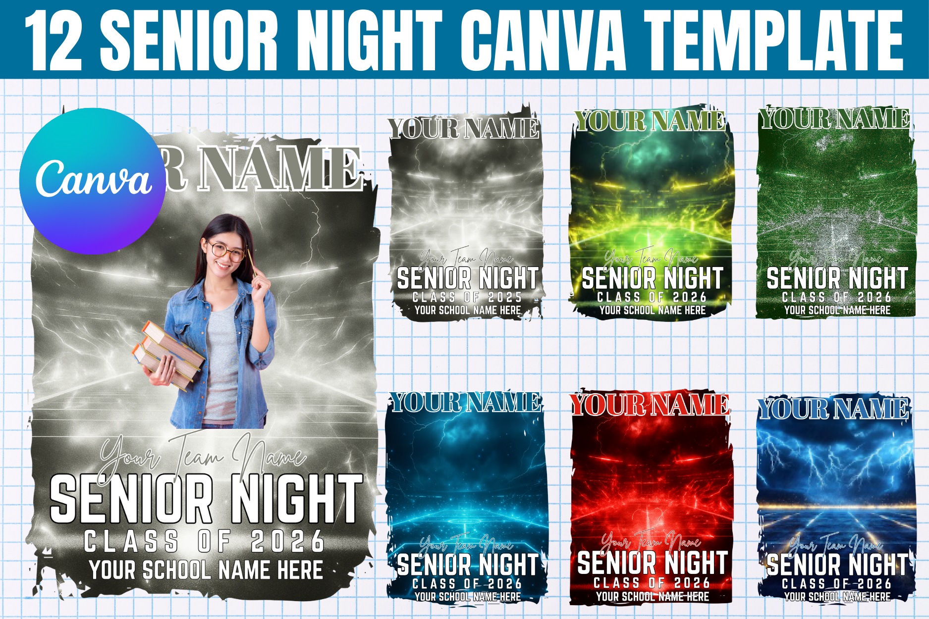 12 Senior Night Canva Editable Template