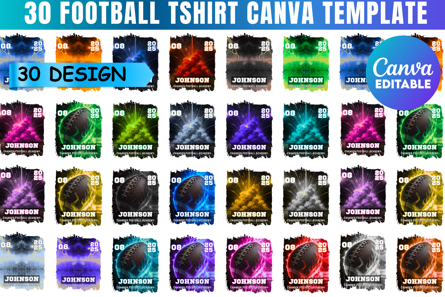 30 Football Canva Editable Template