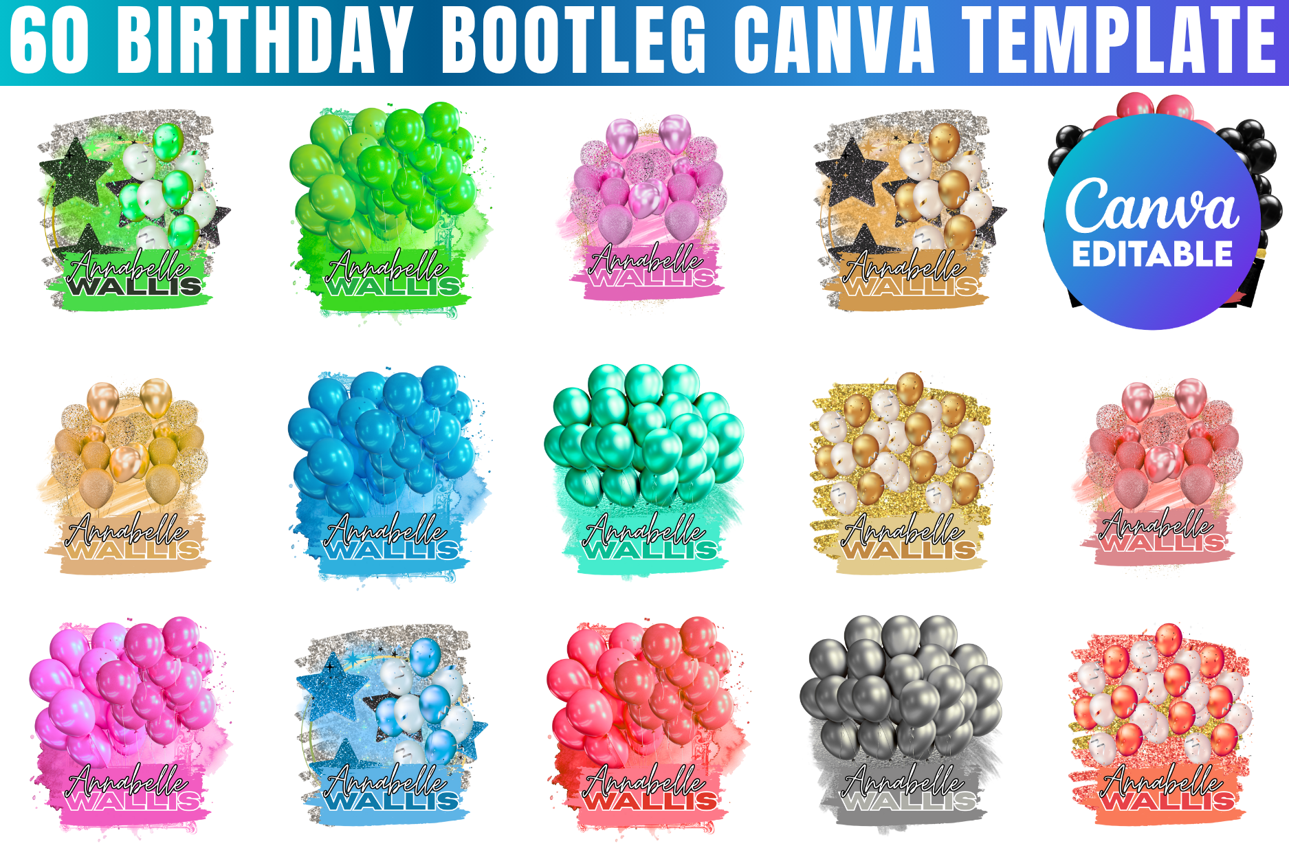60 Birthday Bootleg Canva Template