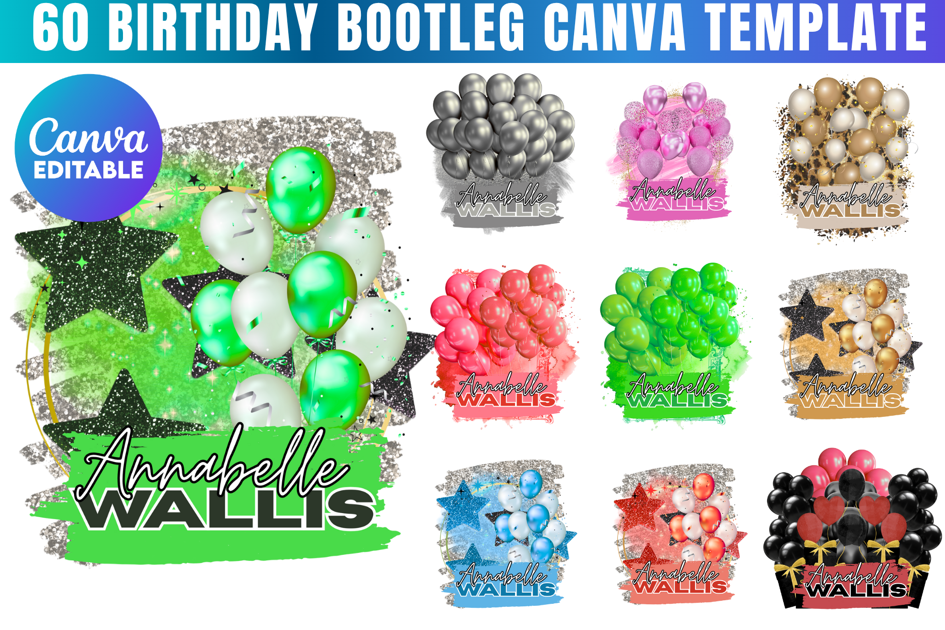 60 Birthday Bootleg Canva Template