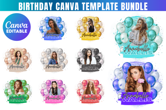 Birthday Canva Editable Template Bundle