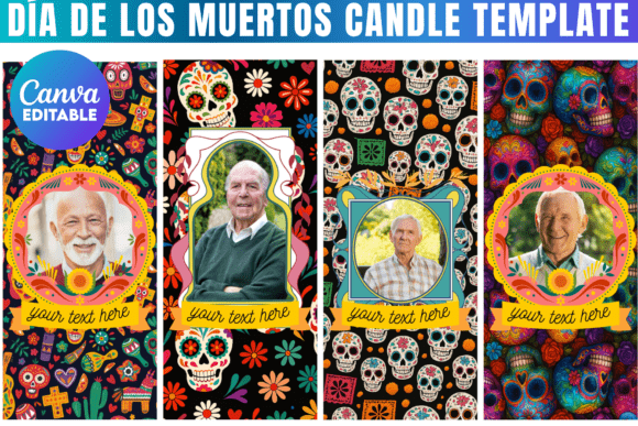 Día De Los Muertos Candle Label Template