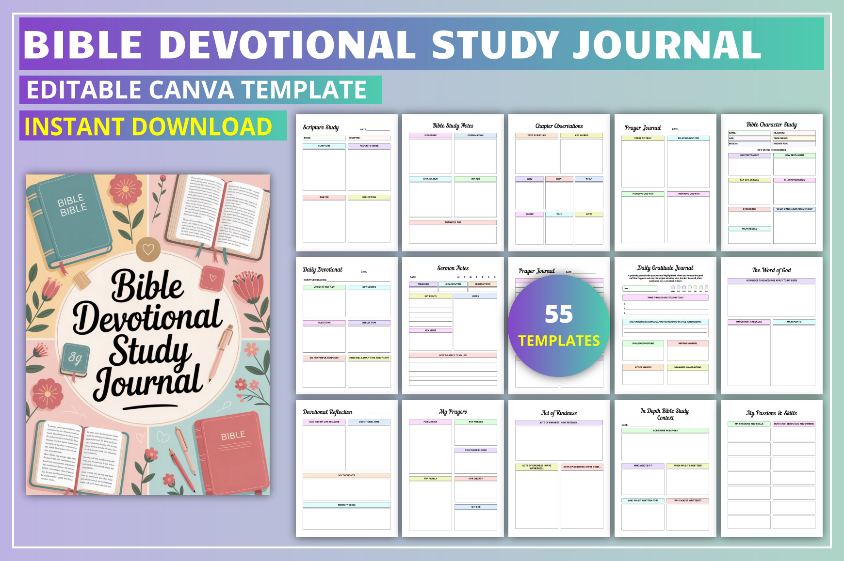 Editable Bible Devotional Study Journal