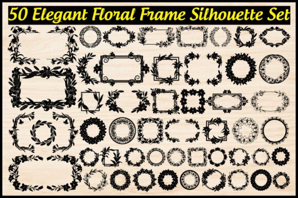 Elegant Floral Frame Silhouette Set