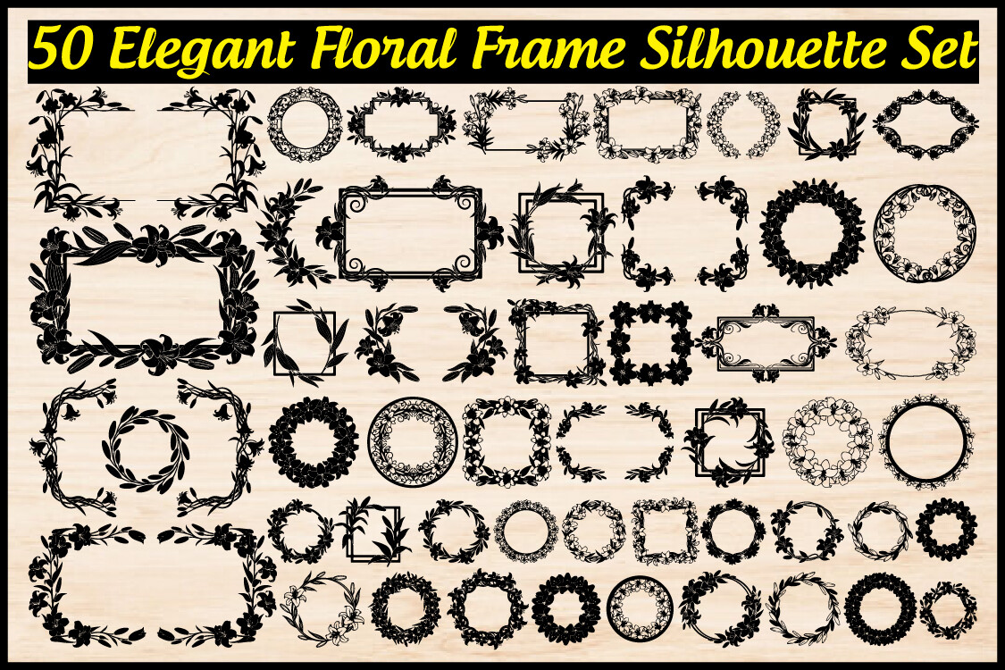 Elegant Floral Frame Silhouette Set