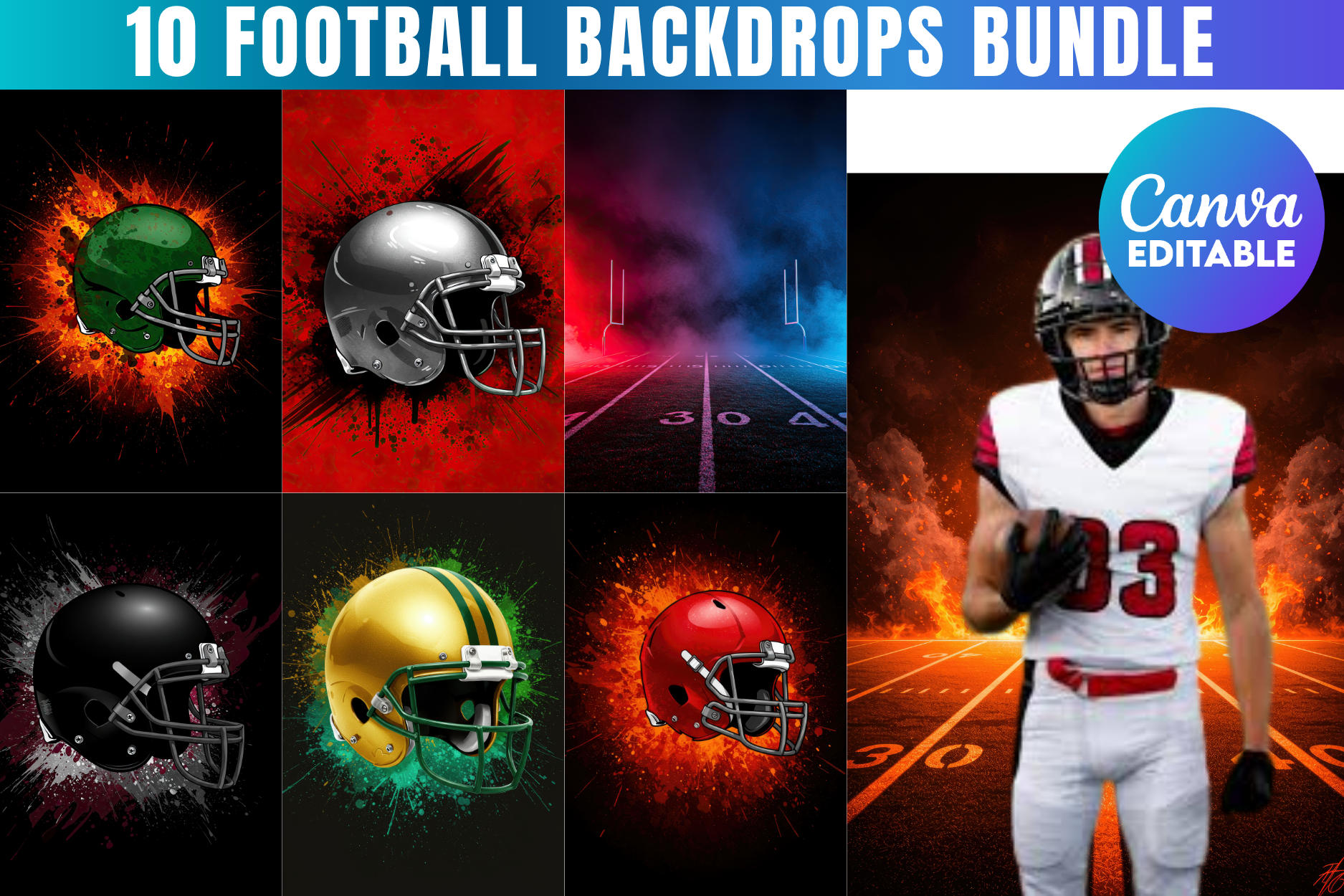 Football Backdrops Bundle, School Sports