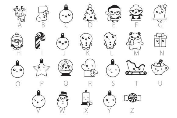 Kawaii Christmas Dingbats Font PNG with transparent background - Preview 3