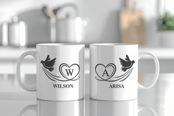 Love Dove Monogram Font PNG with transparent background - Preview 4