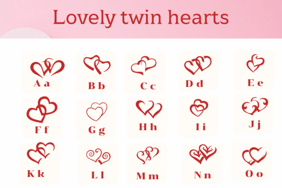 Lovely Twin Hearts Font PNG with transparent background - Preview 1