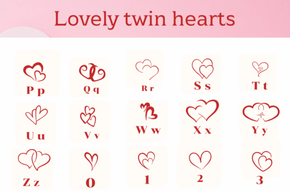 Lovely Twin Hearts Font PNG with transparent background - Preview 2