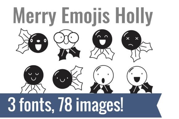 Merry Emojis Trees Dingbats Font PNG with transparent background - Preview 1