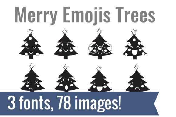 Merry Emojis Trees Dingbats Font PNG with transparent background - Preview 2