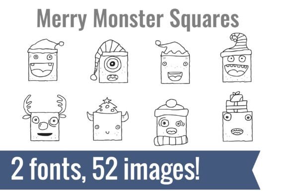 Merry Monster Holiday Dingbats Font PNG with transparent background - Preview 1