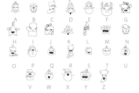 Merry Monster Holiday Dingbats Font PNG with transparent background - Preview 2
