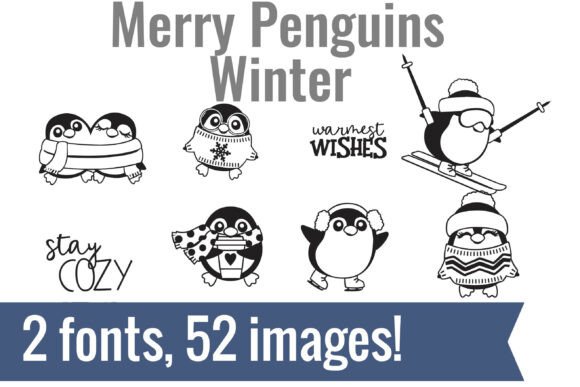 Merry Penguins Dingbats Font PNG with transparent background - Preview 1