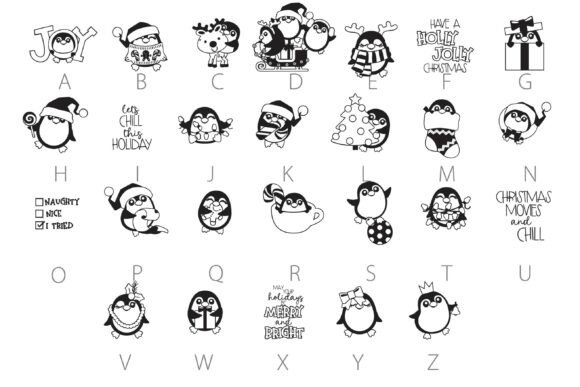 Merry Penguins Dingbats Font PNG with transparent background - Preview 2