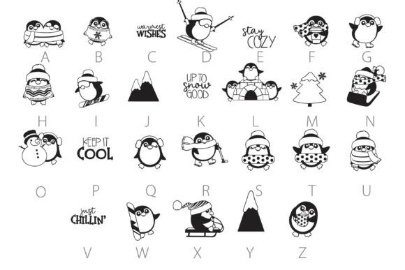 Merry Penguins Dingbats Font PNG with transparent background - Preview 3