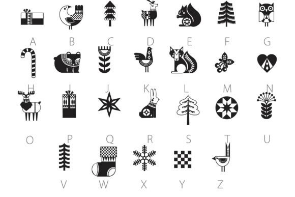 Modern Christmas Dingbats Font PNG with transparent background - Preview 3
