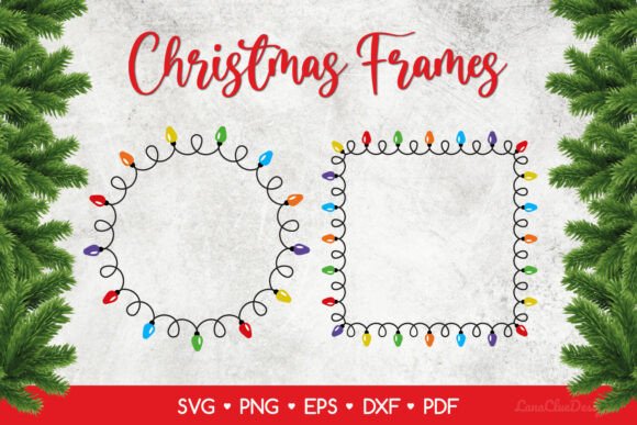 Round and Square Christmas Lights SVG