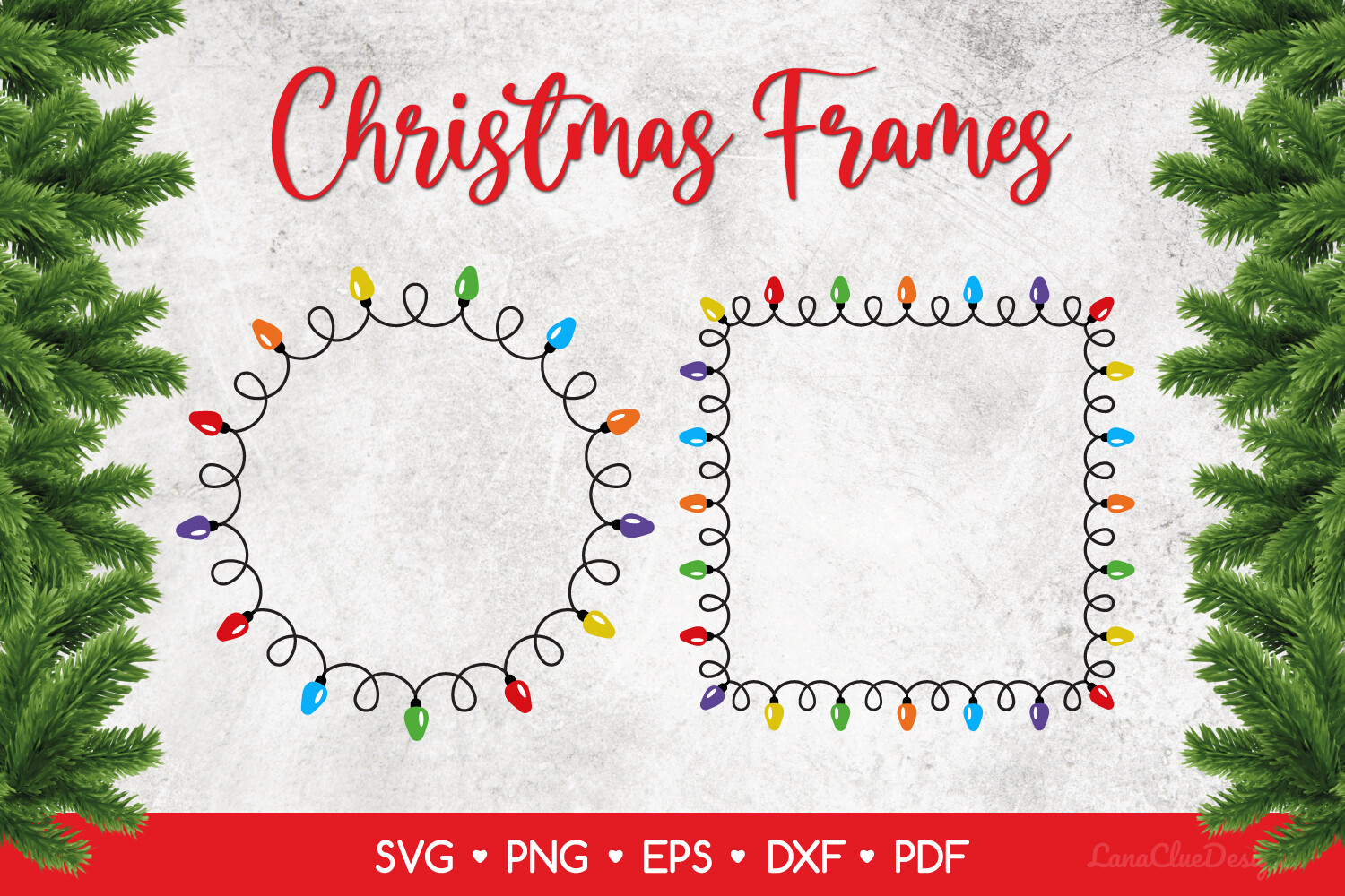 Round and Square Christmas Lights SVG