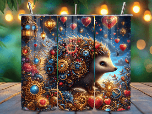 Steampunk Hedgehog Gears Hearts Tumbler