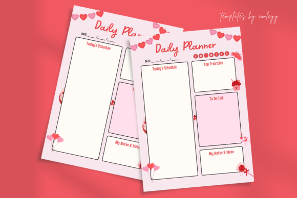 Valentine Daily Planner Template — Cute