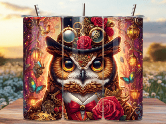 Valentine's Day Steampunk Owl Tumbler