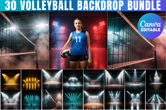 Volleyball Digital Backdrops Template