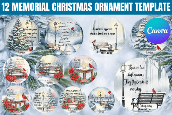 12 Memorial Christmas Ornament Template