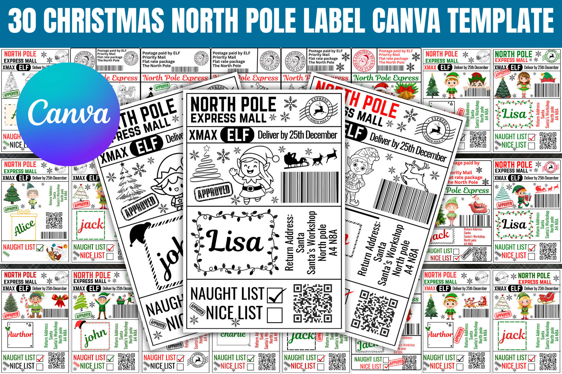 30 Christmas Shipping Label Template